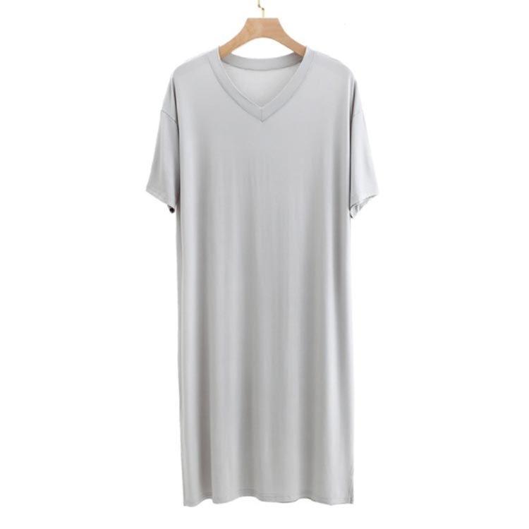 モダール 夏 春 夏 寝間着 ワンピース 男性 メンズ 部屋着 パジャマ Vネック ルームウェア 男女兼用 ネグリジェ 薄手 肌に優しい 半袖 パジャマ ゆったり 大きいサイズ 柔らかい 快適 通気性 ネグリジェ ルームウェア 部屋着 寝間着 春