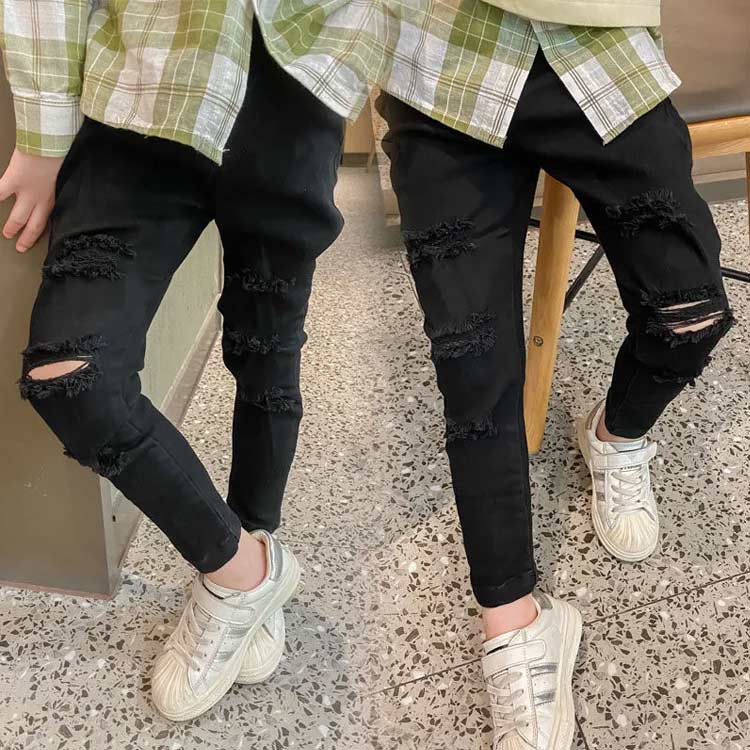 キッズ デニム パンツ ダメージ ジーンズ 長ズボン 子供服 送料無料 ボトムス クラ...