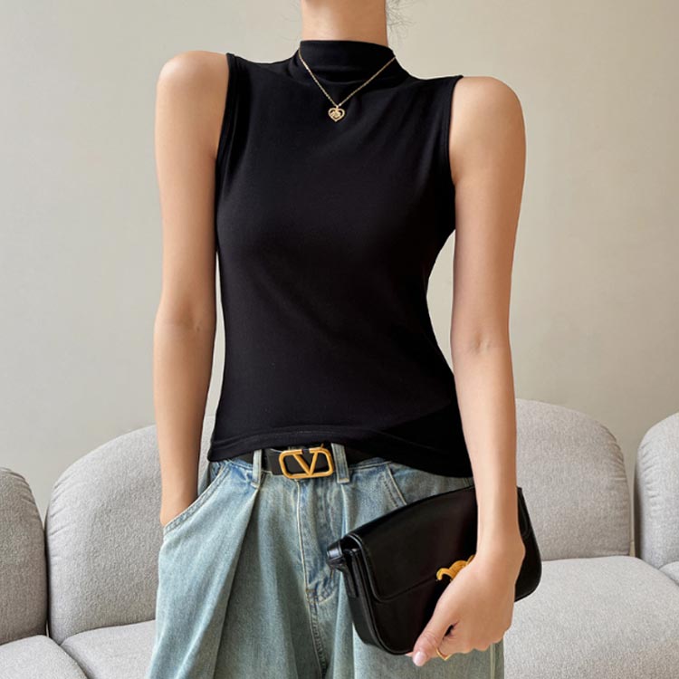 ハイネック ノースリーブ タンクトップ レディース 薄手 タートルネック インナー ボトルネック uvカット tシャツ カットソー トップス タイト 伸縮性 ストレッチ 春 夏 秋 冬 夏用 無地 紫外線対策 首の日焼け 重ね着 大人 上品 送料無料