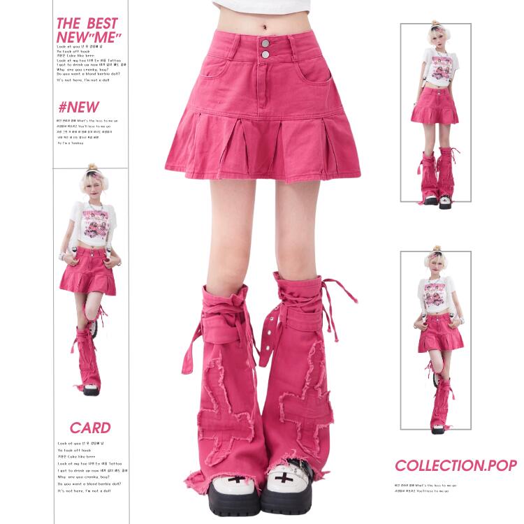 ステージ衣装 ダンス衣装 スカート レッグウォーマー ピンク 2点セット 送料無料 ダンス 衣装 スカート k-pop 衣装 アイドル ヒップホップ 韓国風 レ...