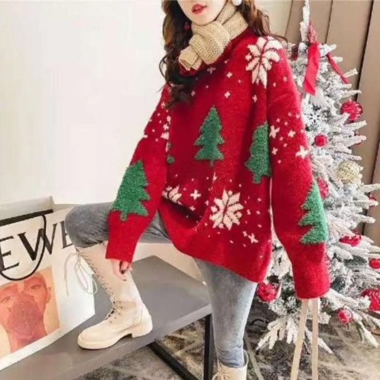 ニットセーター レディース クリスマスセーター クリスマス プルオーバー 長袖 暖かい 雪花 トップス ..