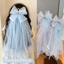 ヘアアクセサリー キッズ ベビー 赤ちゃん 子供 子ども プリンセス ドレス リボン ヘアクリップ 髪飾り フォーマル 女の子 SNS 水色 ピンク 記念日 結...