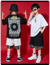 ペイズリー 白 黒 キッズ ダンス衣装 セットアップ ヒップホップ 韓国 hiphop ストリートダンス キッズダンス衣装 男の子 女の子 キッズダンス tシャ...