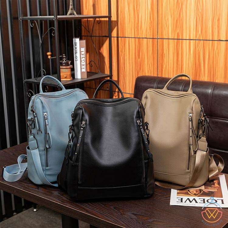 リュック レディース デイリーバッグ 柔らかい お出かけ おしゃれ カジュアル メンズ 通学 通勤 旅行 大容量 革 レザーバッグ リュックサック 肩掛け 2way ファッション 大人 女性 男性 シンプル 無地 大容量 プレゼント ギフト 送料無料