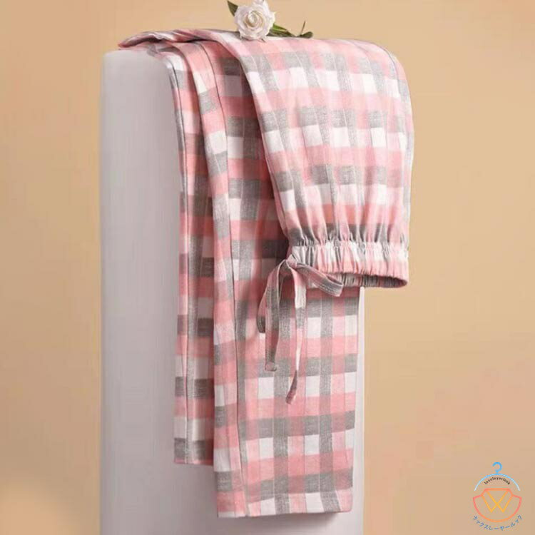 ルームパンツ パジャマ パンツ チェック イージーパンツ ルームパンツ 春夏 綿 薄手 男女兼用 部屋着 ロング丈 パンツ レディース ルームウエア メンズ カ...