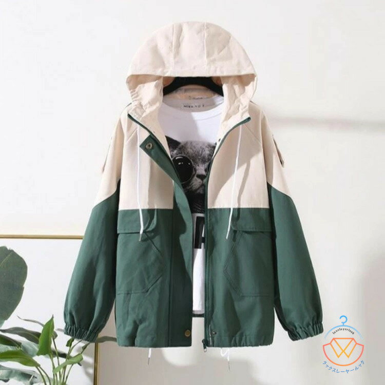 キッズ 秋服 子供服 ジャケット 150cm マウンテン パーカー 切り替え ジャージ ウインドブレーカー アウター かわいい 春 フード付き フード付き 長袖...