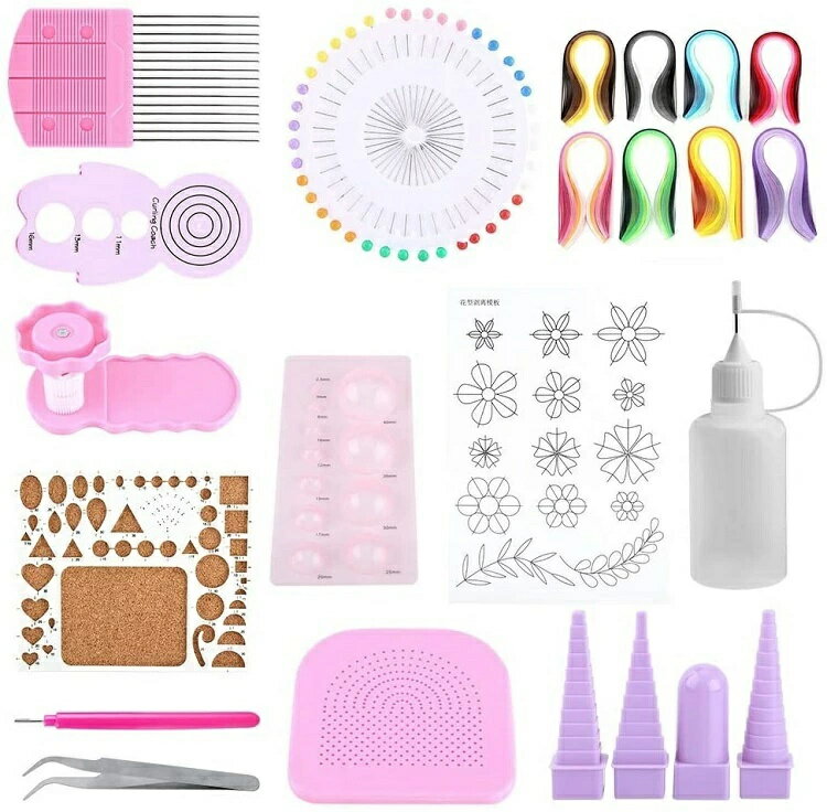 ペーパークイリング クイリング キット セット ペーパークラフト キット ツール 390×5mm 入門用 初心者用 練習用 小学生 小学校 女の子 工作 手作り...