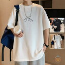 Tシャツ メンズ 半袖 おしゃれ 白Tシャツ ロンT T-shirt スポーツ 半袖tシャツ 配いろ 涼しい カジュアルクルーネック 丸首 プリント 夏
