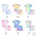 韓国子供服 夏服 男の子 女の子 ジャージ スポーツウェア 可愛い セットアップ レジャー キッズ ジャージ 半袖 上下 Tシャツ ショーツ 2点セット ユニセックス タイダイ ファッション 夏着 運動着 大人気 80 90 100 110 120 130 140 子供服 タイダイ セットアップ