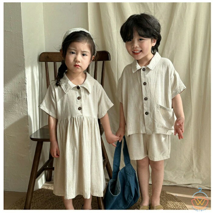 子供服 夏服 レジャー 女の子/ワンピース 男の子/セットアップ 兄弟 姉妹 双子 プレゼント 普段着 通園着 通学着 夏着 キッズ 上下セット 半袖シャツ+ショーツ 2点セット ボーイズ ガールズ 半袖 ワンピース 無地 子ども服 夏着 80 90 100 110 120 130 140 150