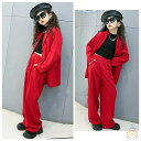 韓国子供服 女の子 スーツ レッド ブラック フォーマル スーツ キャットウォーク 演出 誕生日 結婚式 スーツ ブレザー+パンツ 2点セット お祝い 長袖 長ズボン スーツ 上下セット 演奏会 音楽会 ダンス 衣装 舞台 団体服 応援団 原宿系 120 130 140 150 160 170