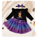 ベビー服 ハロウィン ワンピース 上下セット ロンパース スカート 長袖 ハロウィン服 キッズワンピース 女の子 カチューシャ付き 3点セット 子供服 カボチャ...