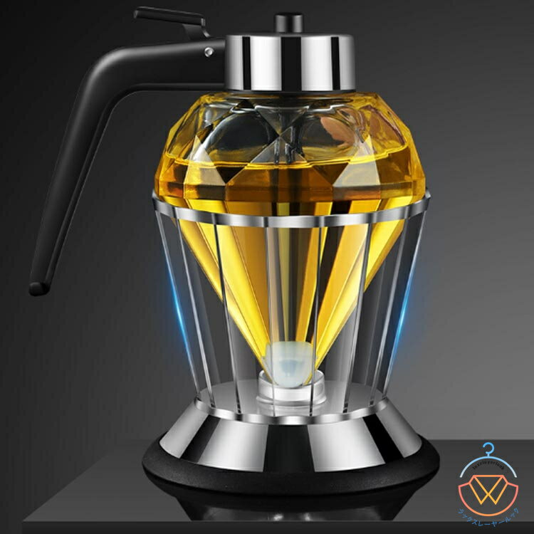 200ml ハニーディスペンサー ガラス製 ダイヤモンド型 台座付き 醤油入れ 蜂蜜入れ ハチミツ ハニーボ..