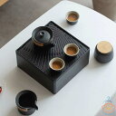 携帯用茶器セット 茶盤茶巾付き 茶芸 陶器 旅行 収納バッグ付き カンフー茶 コンパクト ティーポット 携帯式 軽量 通勤 お出かけ用茶器セット 贈り物 来客 ...