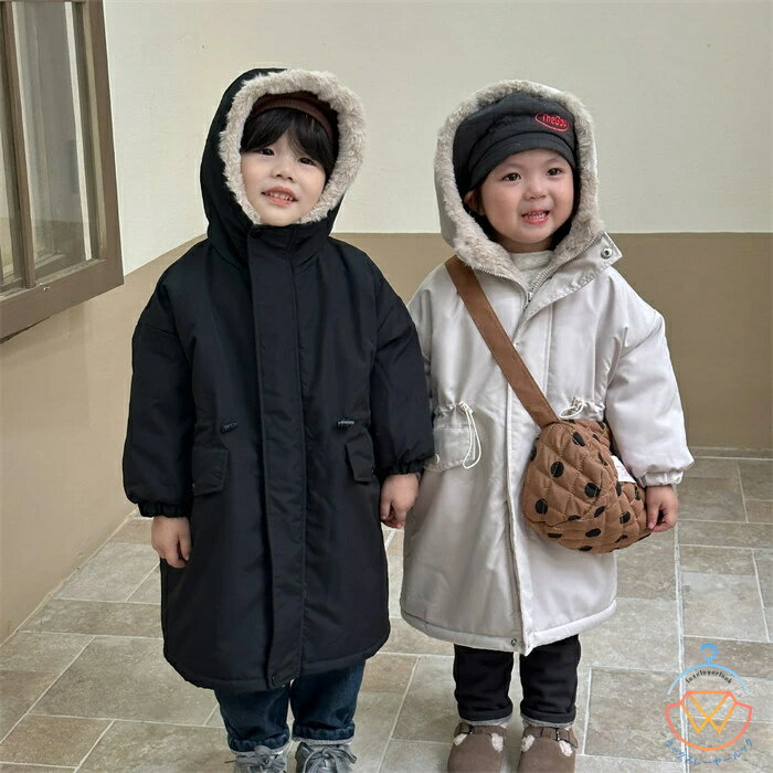 夹克 - 中綿ジャケット 子供服 キッズ 男の子 女の子 韓国子供服 中綿コート キッズ キッズ 裏ボア ベビー ミドル丈コート 冬服 防寒抜群 裏起毛 フード付き ジッパーコート カジュアル 普段着 80-150cm 送料無料