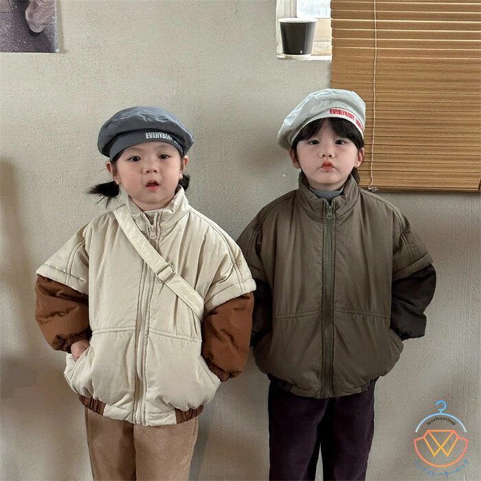 Rakuten - 中綿ジャケット 子供服 キッズ 男の子 女の子 韓国子供服 中綿コート キッズ キッズ 裏ボア ベビー ミドル丈コート 冬服 防寒抜群 裏起毛 フード付き ジッパーコート カジュアル 普段着 80-150cm 送料無料