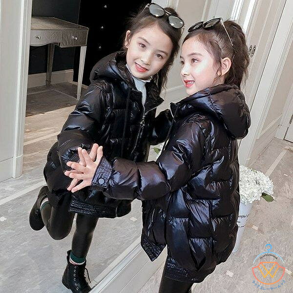 Coat - 中綿コート キッズ 女の子 子供服 冬 厚手 アウター ダウン風コート キッズコート 中綿ジャケット パーカー フード付き 暖かい おしゃれ 可愛い 防寒 新品 160