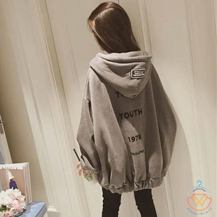 ラックスレーヤールックのジップパーカー レディース 大きめ オーバーサイズ パーカー 秋冬 長袖 フリース 裏起毛 スウェット 冬 韓国風 カジュアル おしゃれ 冬 トップス ジップアップパーカー ロング丈 ビッグシルエット ビッグパーカー フード付き 大きいサイズ 送料無料｜アングル2