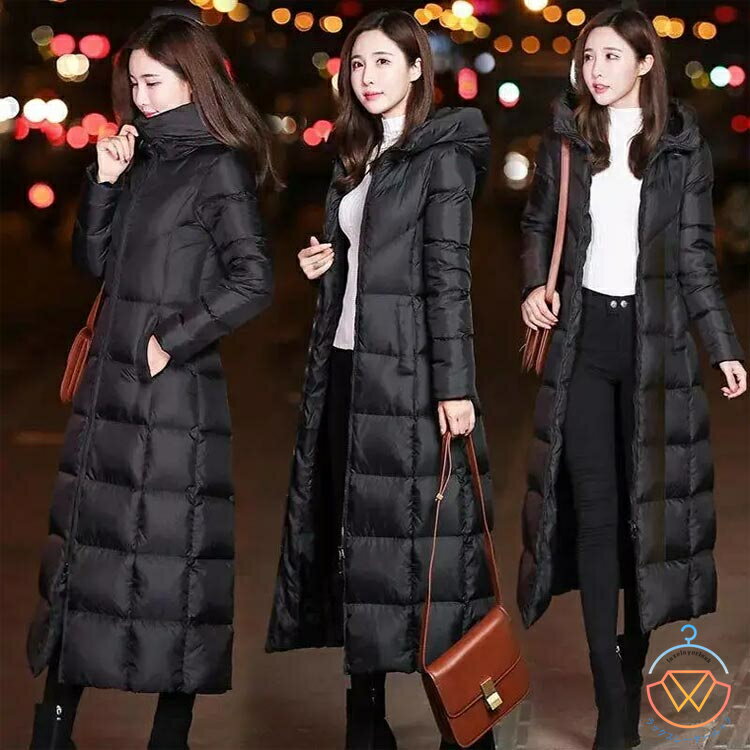 マキシ丈 中綿コート 膝下 ベンチコート レディース 冬 可愛い フード付き あったか アウター ロングコート ジャンパー 軽量 ボリューム ジャケット ロング丈 体型カバー ゆったり 防寒 防風 韓国風 光沢感 軽い 送料無料 送料無料