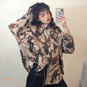 送料無料 柄シャツ チェーンベルト柄 カラフル 長袖 ビッグシルエットトップス ダンス 衣装 韓国 ヒップホップ レディース バレンタイン プレゼント 新生活