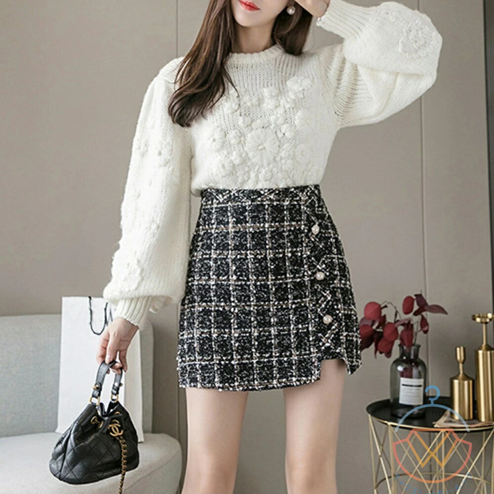 ツイード スカート レディース ツイード スカート レディース ショート丈 チェック柄 台形スカート ハイウエス ライン タイトスカート 大人可愛い