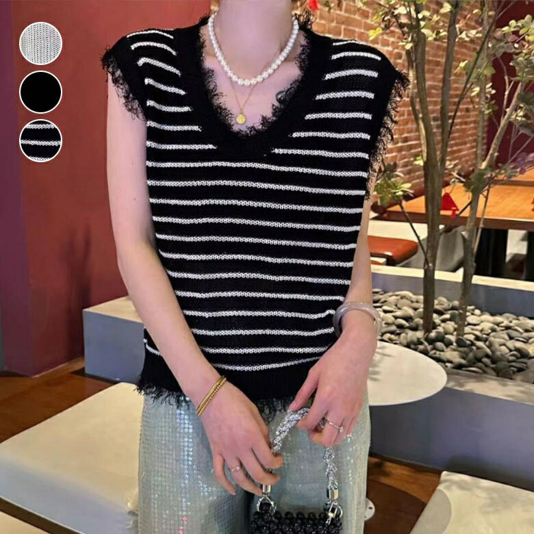 ニット ベスト レディース リネン トップス ラウンドネック ニットベスト 春 夏 ノースリーブ 重ね着 レイヤード プルオーバー おしゃ..