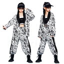 総柄 子供ダンス 衣装 スーツセット 女の子 キッズ ダンス衣装 ヒップホップ ジャケット パンツ 子供服 キッズダンス衣装 ジャズ 上下セット 韓国風 おしゃれ 原宿 ダンスウエア 演出服 練習着
