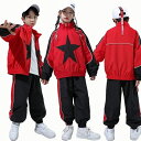 キッズダンス衣装 セットアップ 赤 子供服 ダンス 衣装 キッズ セットアップ ヒップホップ パンツ 黒 スタジャン キッズダンス 男の子 女の子 ヒップホップ...