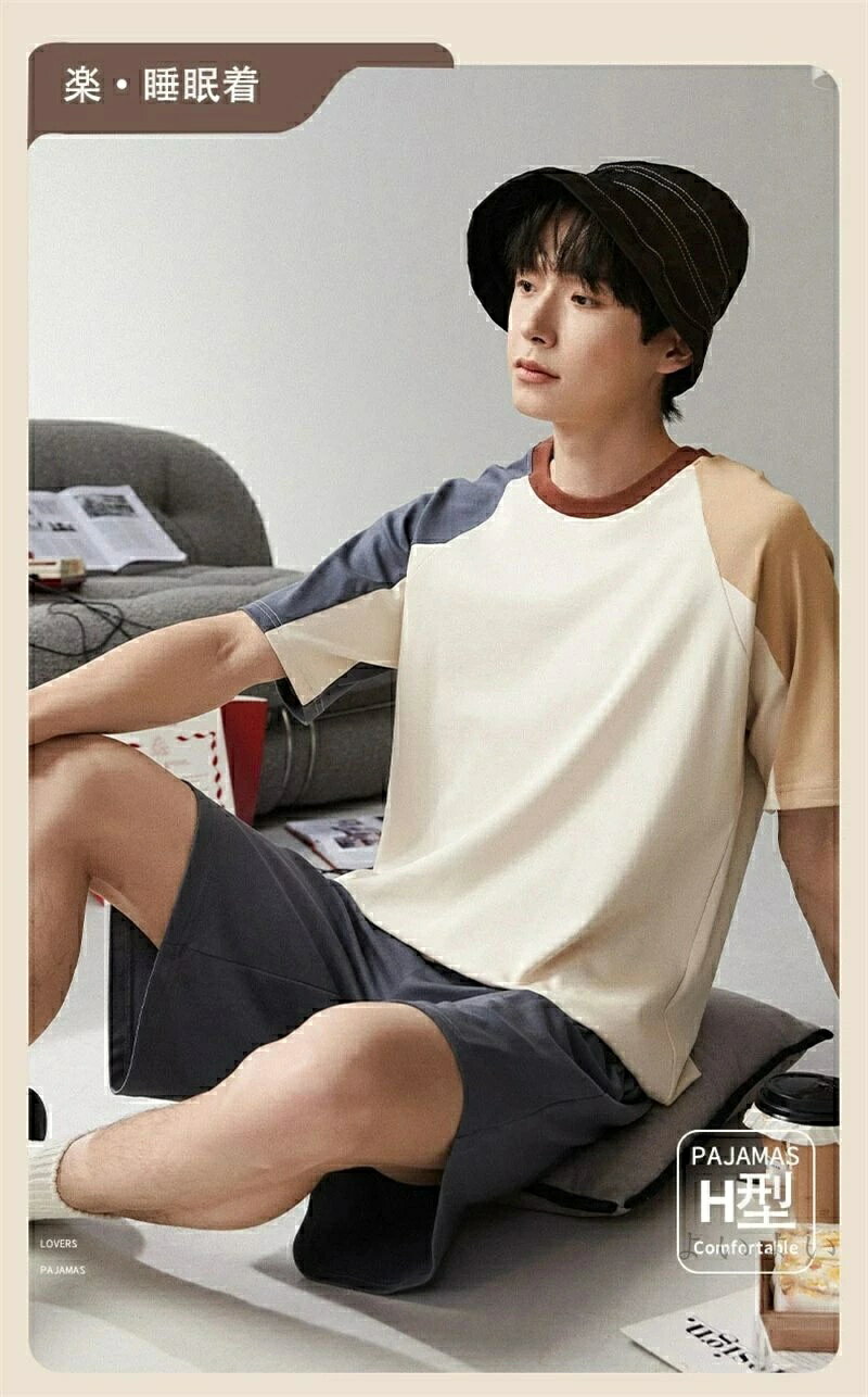 パジャマ メンズ 綿100％ 半袖 tシャツ ハーフパンツ 春 夏 ルームウェア 無地 コットン 紳士 男性 男の子 主人 旦那 入院 海外 出張 プレゼント ギフト
