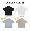 tシャツ カットソー レディース トップス 半袖 半袖tシャツ 半袖シャツ ハイネック 白t ドロップショルダー スリット 五分袖 綿 コットン タートルネック プルオーバー ゆったり 大きいサイズ 首元保護 無地 通気性 涼しい 夏服 夏物