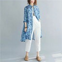 シャツ レディース トップス 羽織 紫外線対策 花柄 透け感 ゆったり 立ち襟 着痩せ コットン 長袖 チュニック 着まわし 海遊び 新作 夏 50代 40代 ...