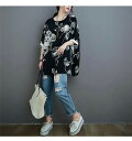 ブラウス レディース 夏 チュニック 半袖 花柄 トップス Tシャツ ゆったり 大きいサイズ シフォン 半そで uvカット 新作 体型カバー リラックス オシャ...