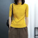 半袖ニット サマーニット ハイネック セーター レディース 半袖tシャツ 5分袖 ハイネック ニットトップス リブニット 薄手 無地 シンプル おしゃれ 春夏 20代 30代 40代 50代