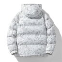 中綿ジャケット メンズ 総柄 防寒 あったか ダウンジャケット アウター フード付き 中綿コート 冬服 長袖 秋冬 厚手 防風 暖かい ダウンコート ジャケット...
