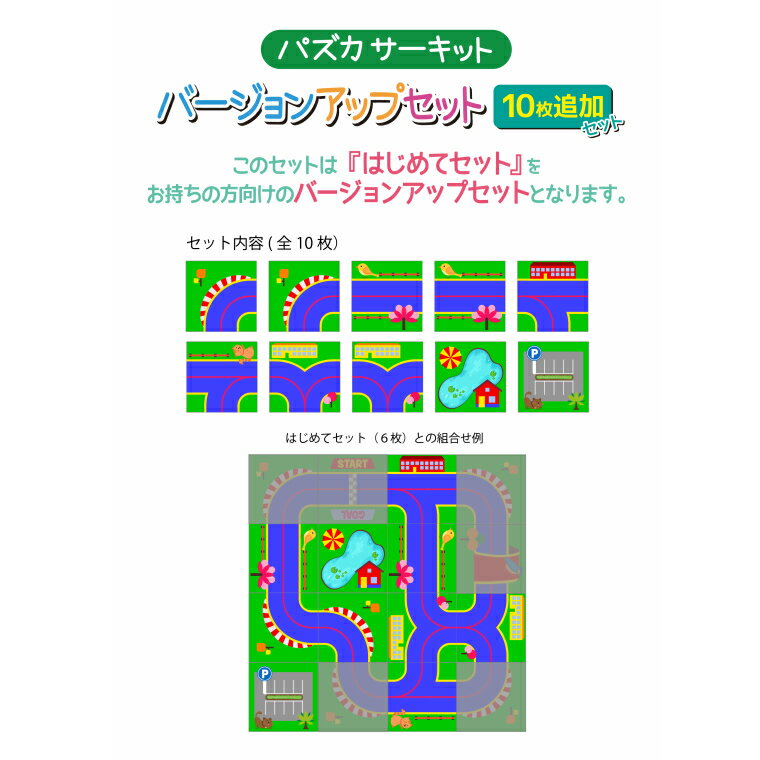 【はじめてバージョンアップセット 10枚追加セット】子供部屋 ラグ 知育玩具 シンプル プレイマット ジョイントマット 電車 モノトーン ギフト おもちゃ プレゼント お誕生日 日本製 2才 3才 4才 5才 ベビー こども ラグ パズル おしゃれ 線路 [3]