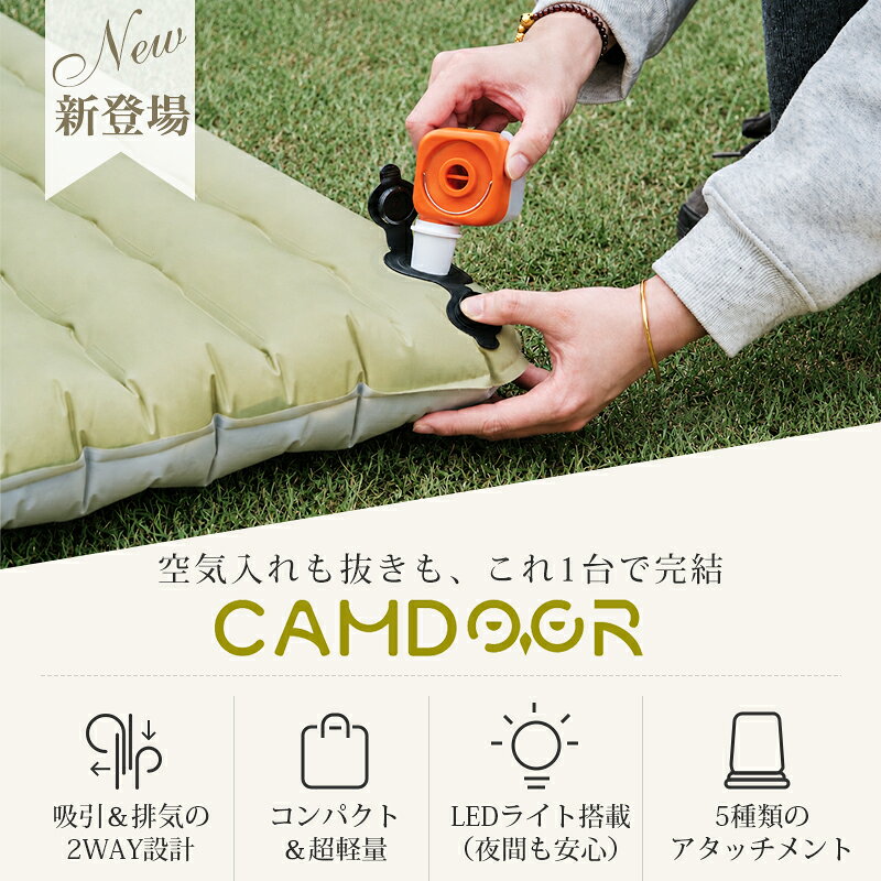 【お得な20％OFFクーポン】携帯式 エアーポンプ 電動ポンプ【超軽量・わずか100g】電動エアーポンプ Camdoor 5つのノズル USB充電式 3段階ライト LEDランタン ミニポンプ 吸排気 2200mAh ビーチボール/エアーマット/浮き輪/送風/火起こし/ 圧縮袋 送料無料 《3qb5》 luxim647-10000046 Aiflycyアウトドア専門店 サンプル画像3