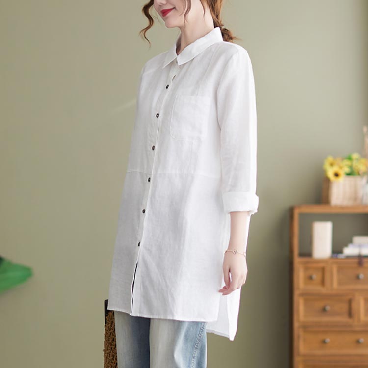 コットンリネン ブラウス ワンピース ロングシャツ tシャツ ワンピ チュニック リ...