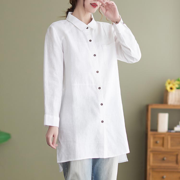 コットンリネン ブラウス ワンピース ロングシャツ tシャツ ワンピ チュニック リ...