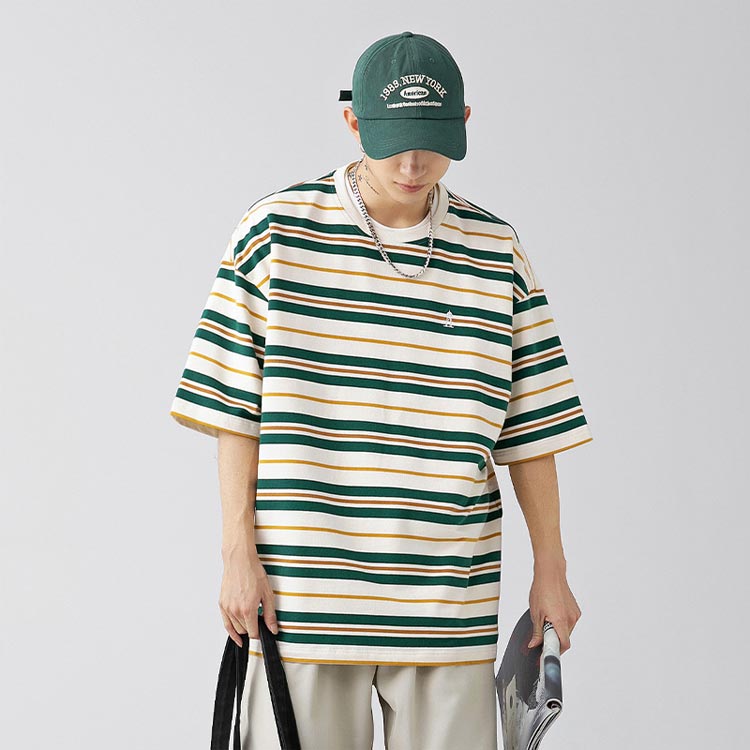 ボーダー おしゃれ メンズ 送料無料 tシャツ オーバーサイズ ゆったり クルーネック 半袖tシャツ 綿 半袖 無地 春 夏 レトロ Tシャツ お揃い ビッグシルエット カジュアル ユニセックス