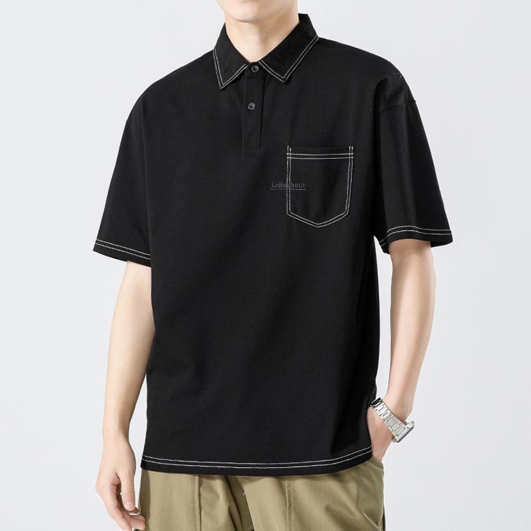 半袖 ゆったり ポロシャツ トップス POLOシャツ ビジネス 胸ポケット付き メンズ Tシャツ 切り替え メンズポロシャツ 半袖ポロ 送料無料 ポロ 半袖 春夏 お兄系 シンプル 無地 オーバーサイズ ゴルフウェア スポーツ トップス カットソー