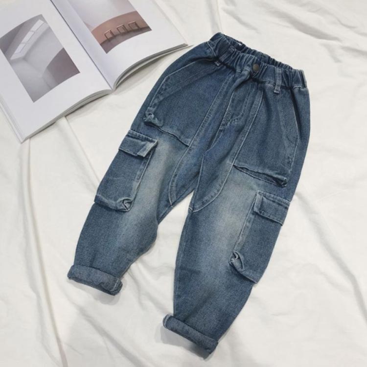 デニム デニム キッズ ジーンズ パンツ ロングパンツ ルーズフィット ストレッチ ...