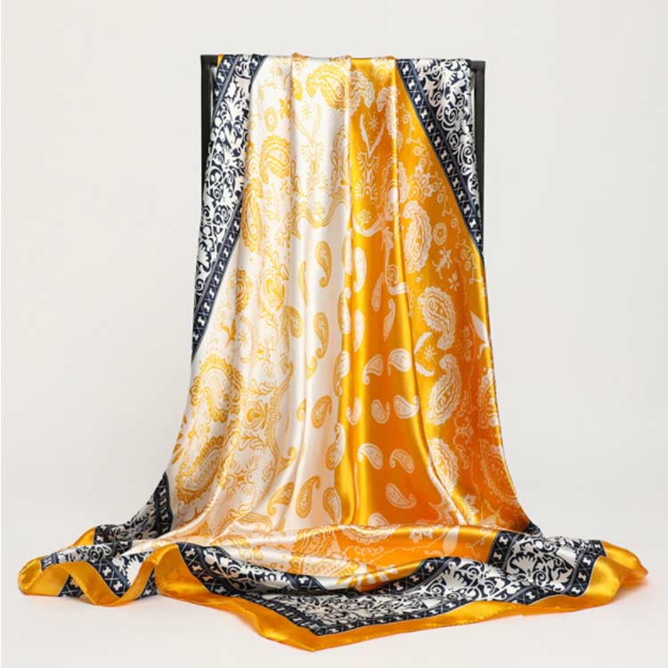 大判 レディース バンダナ柄 90cm ペイズリー ストール レディース 正方形 シルク調 ハンダナスカーフ ヘアクセサリー バッグチャーム バッグスカーフ スカーフ