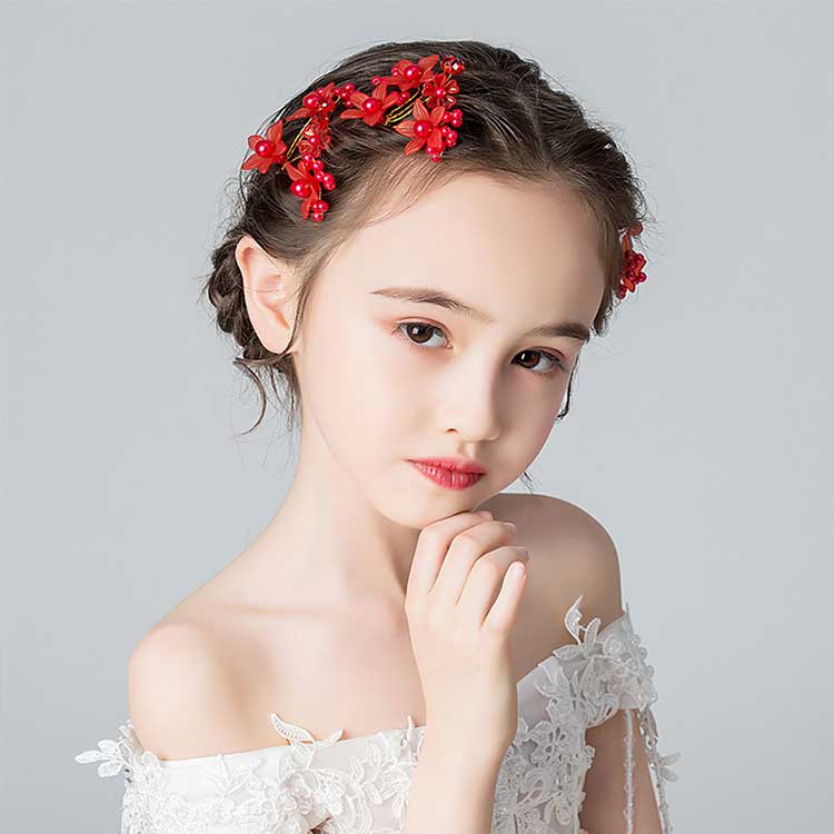 髪飾り ヘアピン 4本セット 送料無料 子供 発表会 アクセサリー 花 フラワーティア...