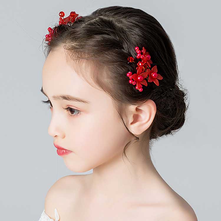 髪飾り ヘアピン 4本セット 送料無料 子供 発表会 アクセサリー 花 フラワーティア...