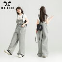 【KEIKO】レースアップショルダー グレイッシュ ヴィンテージウォッシュ ストレートレッグ オーバーオール, 2025 25 レトロモダン ストレッチ 通気性 軽量 ワークスタイル カントリー フェス ユニーク 新作 レディース プチプラ