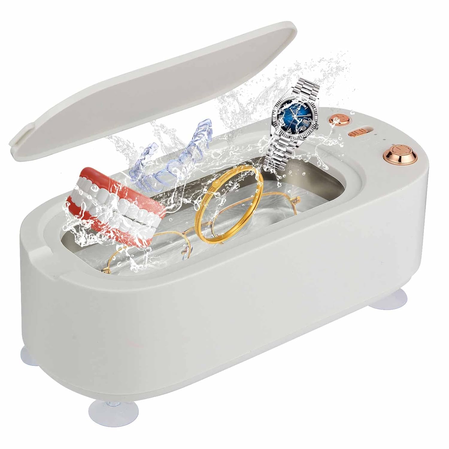 【P5倍！感謝祭】【人気商品】超音波洗浄機 メガネ洗浄機 小型家用 軽量 強力振動45000Hz 3段階タイマ..