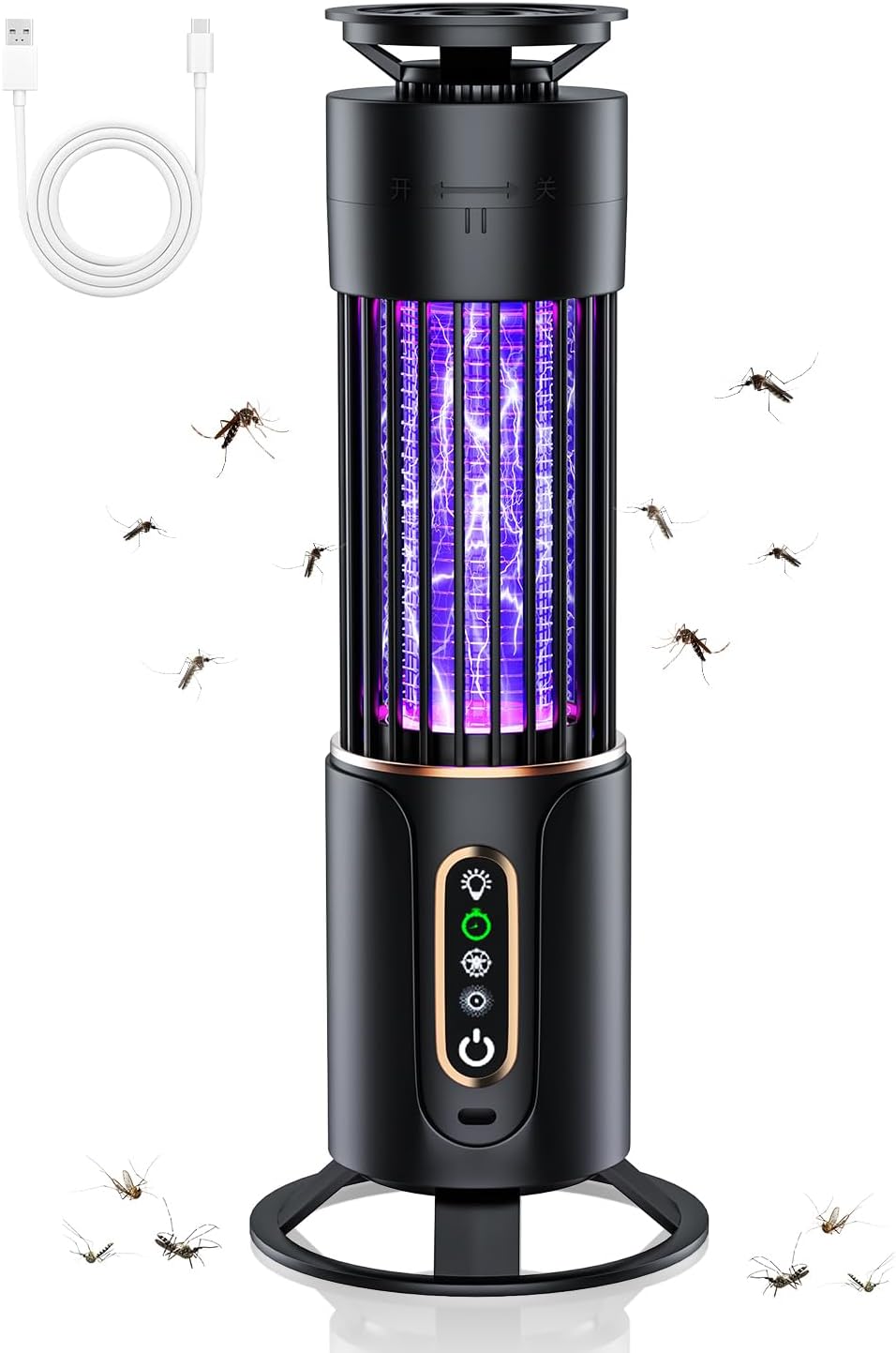 【2025蚊虫対策グッズ】電撃殺虫器 充電式 タイミング機能付き【殺虫灯・LED照明2in1】2000mAh大容量バ..