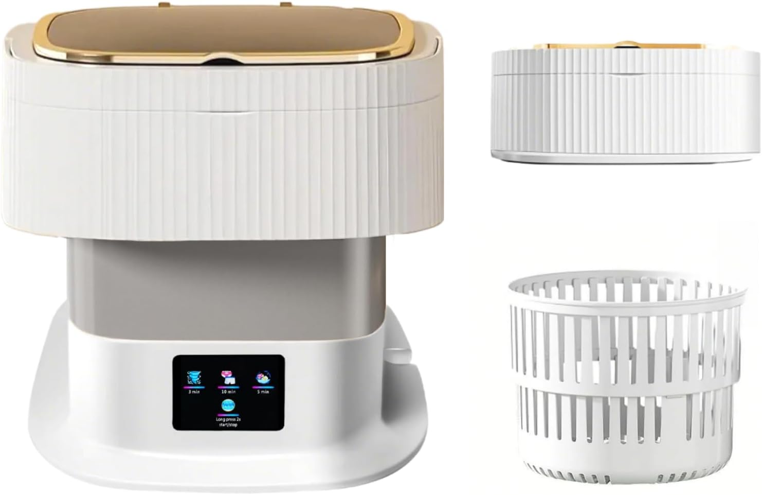 小型洗濯機 折りたたみ ミニ洗濯機 脱水機能付き 脱水かご付き 下着 靴下 ベビー服 タオル 寮 アパート 旅行 家庭 (グレー)