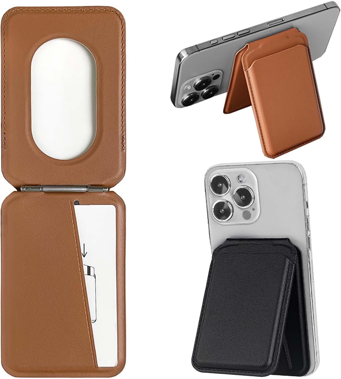 樂天商城 - 【P5倍！お買い物マラソン】【2025新登場・軽量改良】スマート良品 Mag-Safe対応 3in1カードケース スマホスタンド付き 多角度調整 iPhone 16 15 14 13 12用 財布 定期券 ICカード収納 最大4枚 薄型 耐久性 プレゼント最適 (F2 ブラウン)