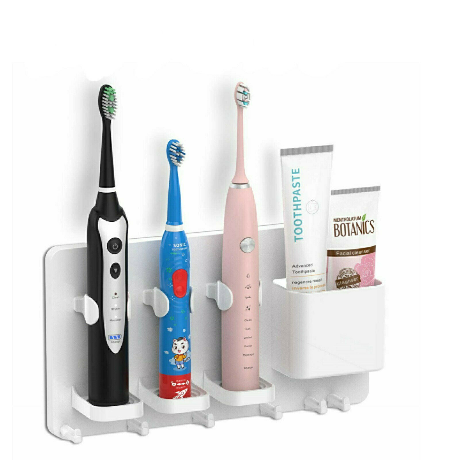 電動歯ブラシホルダー 壁掛け 置き型 トゥースブラシスタンド 歯ブラシ立て バスルーム収納 (ホワイト)